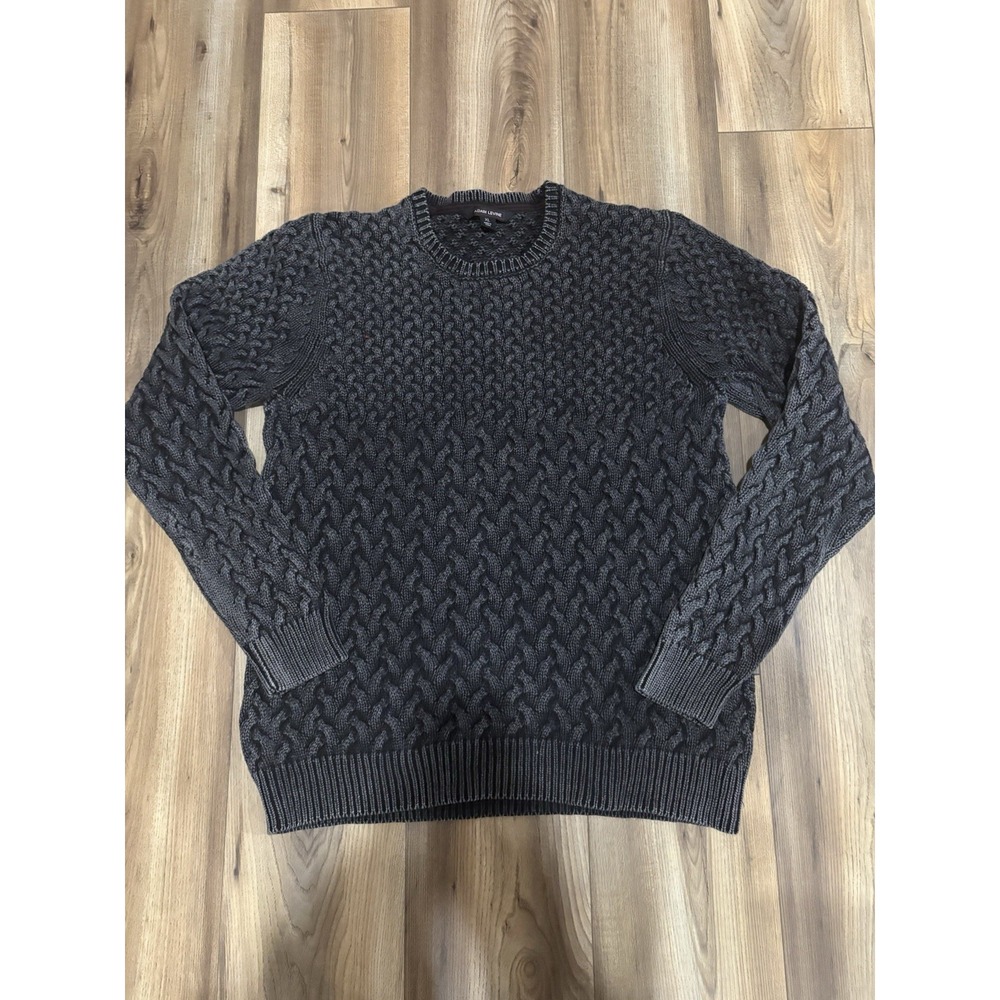 Adam Levine Gray Cable‎ Knit Cotton Sweater Chain Link Men's XL